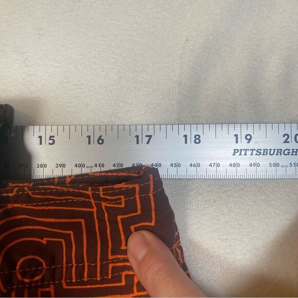 Patagonia Wavefarer Orange and Brown Letter Design Board Shorts Size 34 - Picture 10 of 12